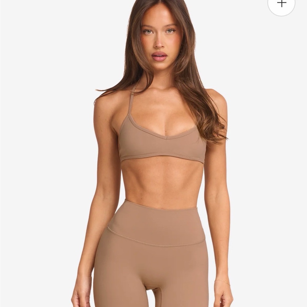 Crop Shop Boutique Micro Crop Sports Bras in toffee and Black (bundle of 2)